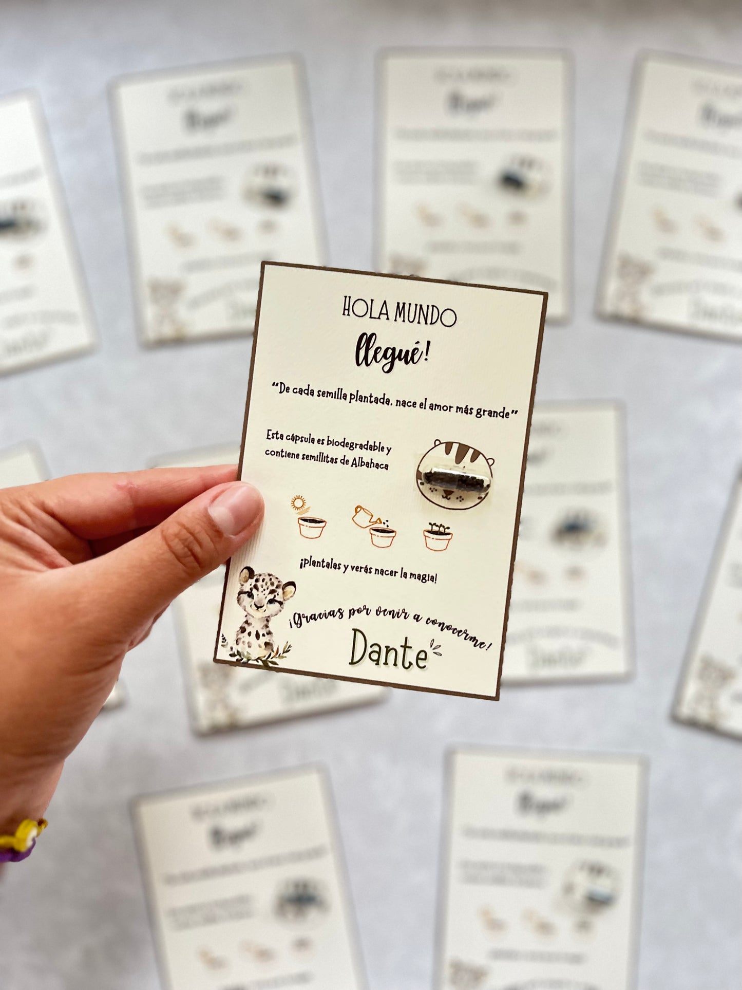 Tarjetas con cápsula biodegradable con semillitas