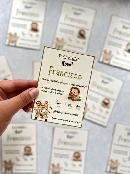 Tarjetas con cápsula biodegradable con semillitas