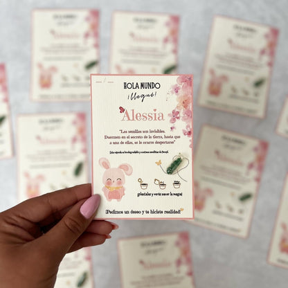 Tarjetas con cápsula biodegradable con semillitas