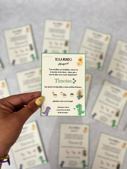 Tarjetas con cápsula biodegradable con semillitas