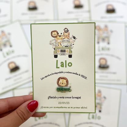 Tarjetas con cápsula biodegradable con semillitas