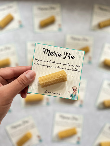 Tarjeta con mini velita de miel