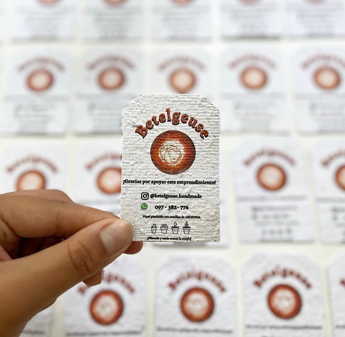 Tarjetas de papel reciclado plantable
