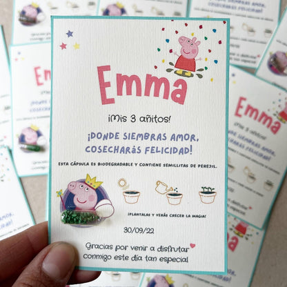 Tarjetas con cápsula biodegradable con semillitas
