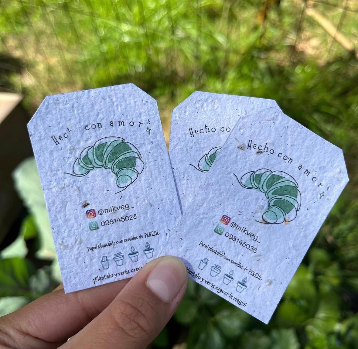 Tarjetas de papel reciclado plantable
