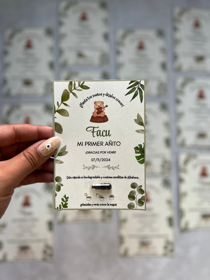 Tarjetas con cápsula biodegradable con semillitas